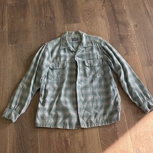 Vintage Pendleton Wool Men's Aqua Plaid Shirt
